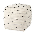 Amaira Cream/Black/White patterned Wool and Cotton Pouf by Mercana at Eve Furniture