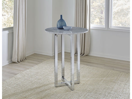 Amalfi 32 inch Round Carrara Marble Top Bar Table by Modus Furniture at Eve Furniture