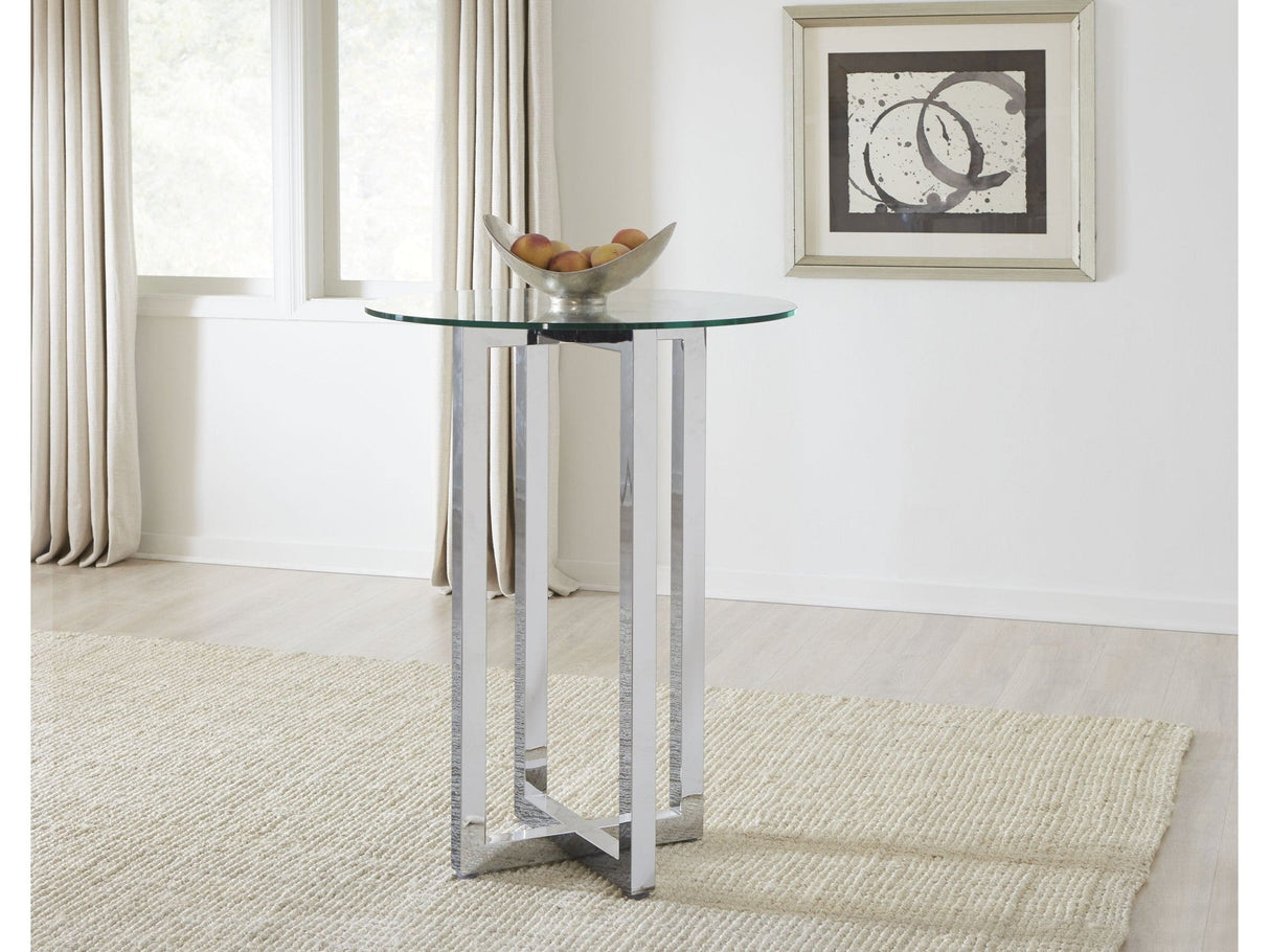 Amalfi 32 inch Round Glass Top Bar Table by Modus Furniture at Eve Furniture