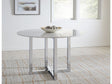 Amalfi 48 inch Round Carrara Marble Top Dining Table with Chrome Base by Modus Furniture at Eve Furniture