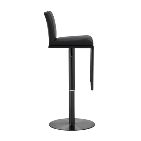 Amalfi Black Performance Vegan Leather on Black Stool by TOV Furniture at Eve Furniture