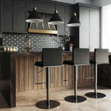Amalfi Black Performance Vegan Leather on Black Stool by TOV Furniture at Eve Furniture