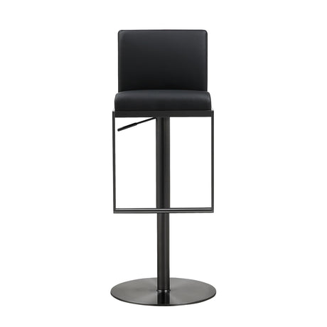 Amalfi Black Performance Vegan Leather on Black Stool by TOV Furniture at Eve Furniture