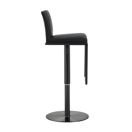 Amalfi Black Performance Vegan Leather on Black Stool by TOV Furniture at Eve Furniture