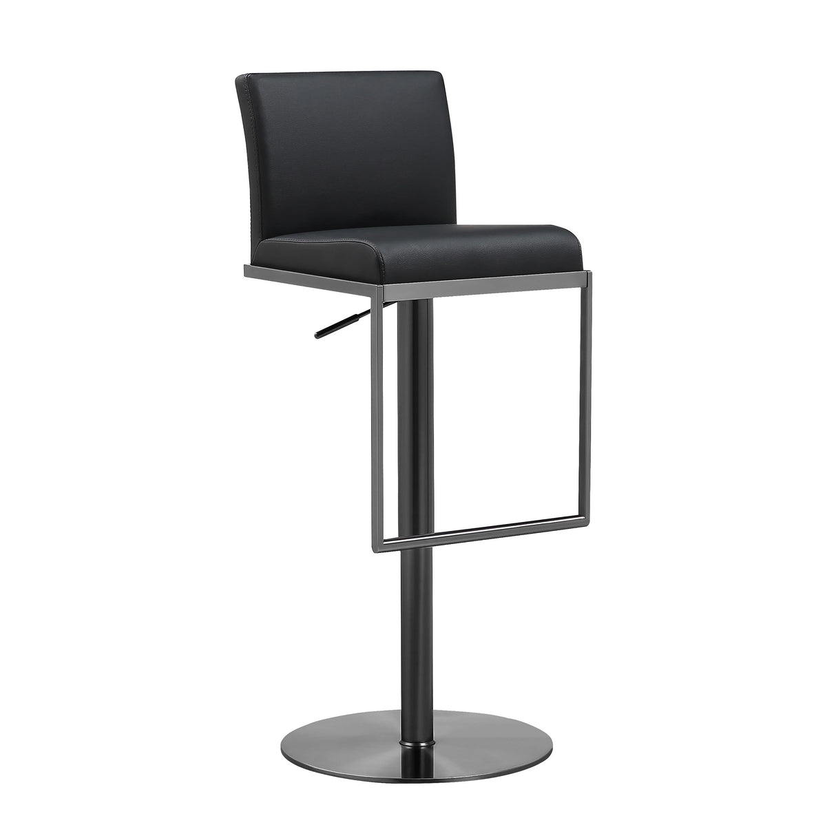 Amalfi Black Performance Vegan Leather on Black Stool by TOV Furniture at Eve Furniture
