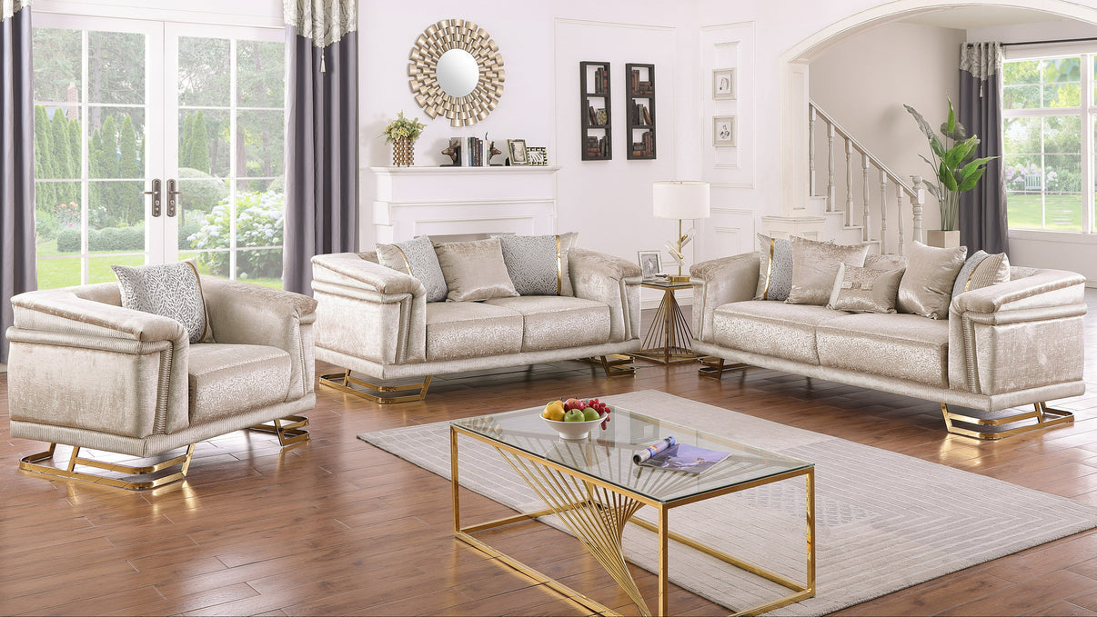 Amalfi Champagne Living Room Set by New Era Innovations at Eve Furniture