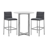 Amalfi Metal Back Bar Stool in Cobalt Leather (Set of 2) by Modus Furniture at Eve Furniture