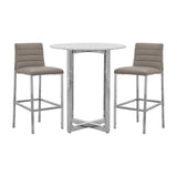 Amalfi Metal Back Bar Stool in Taupe Leather (Set of 2) by Modus Furniture at Eve Furniture