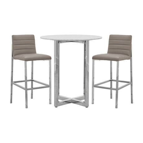 Amalfi Metal Back Bar Stool in Taupe Leather (Set of 2) by Modus Furniture at Eve Furniture