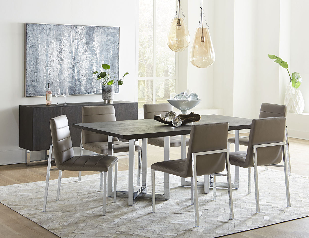 Amalfi Metal Back Chair in Taupe Leather (Set of 2) by Modus Furniture at Eve Furniture