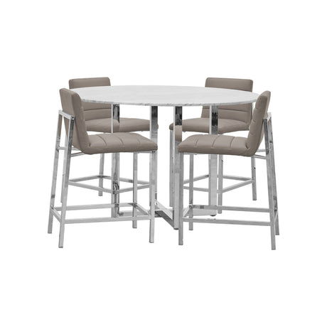 Amalfi Metal Back Counter Stool in Taupe Leather (Set of 2) by Modus Furniture at Eve Furniture