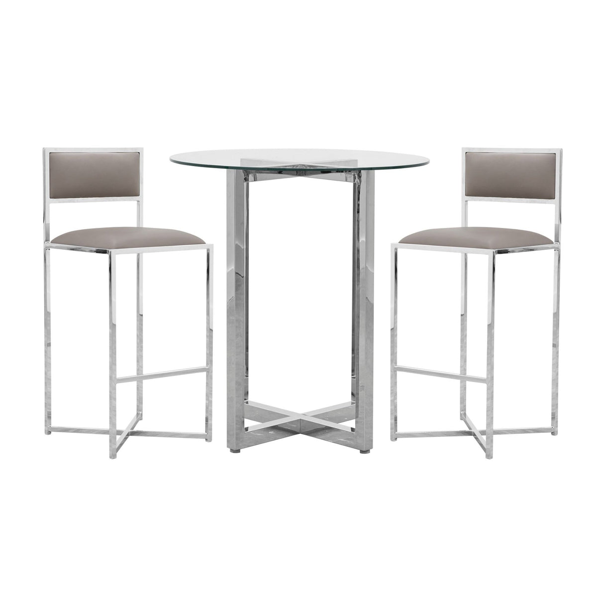 Amalfi X-Base Bar Stool in Taupe Leather (Set of 2) by Modus Furniture at Eve Furniture