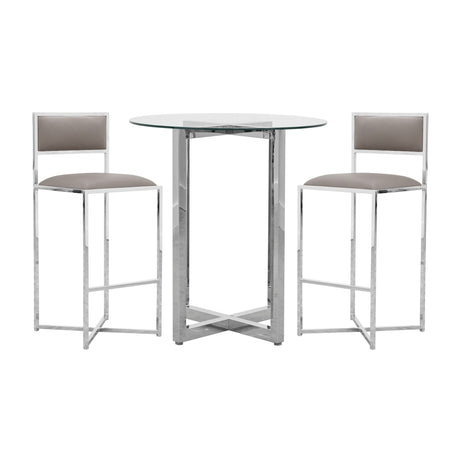 Amalfi X-Base Bar Stool in Taupe Leather (Set of 2) by Modus Furniture at Eve Furniture