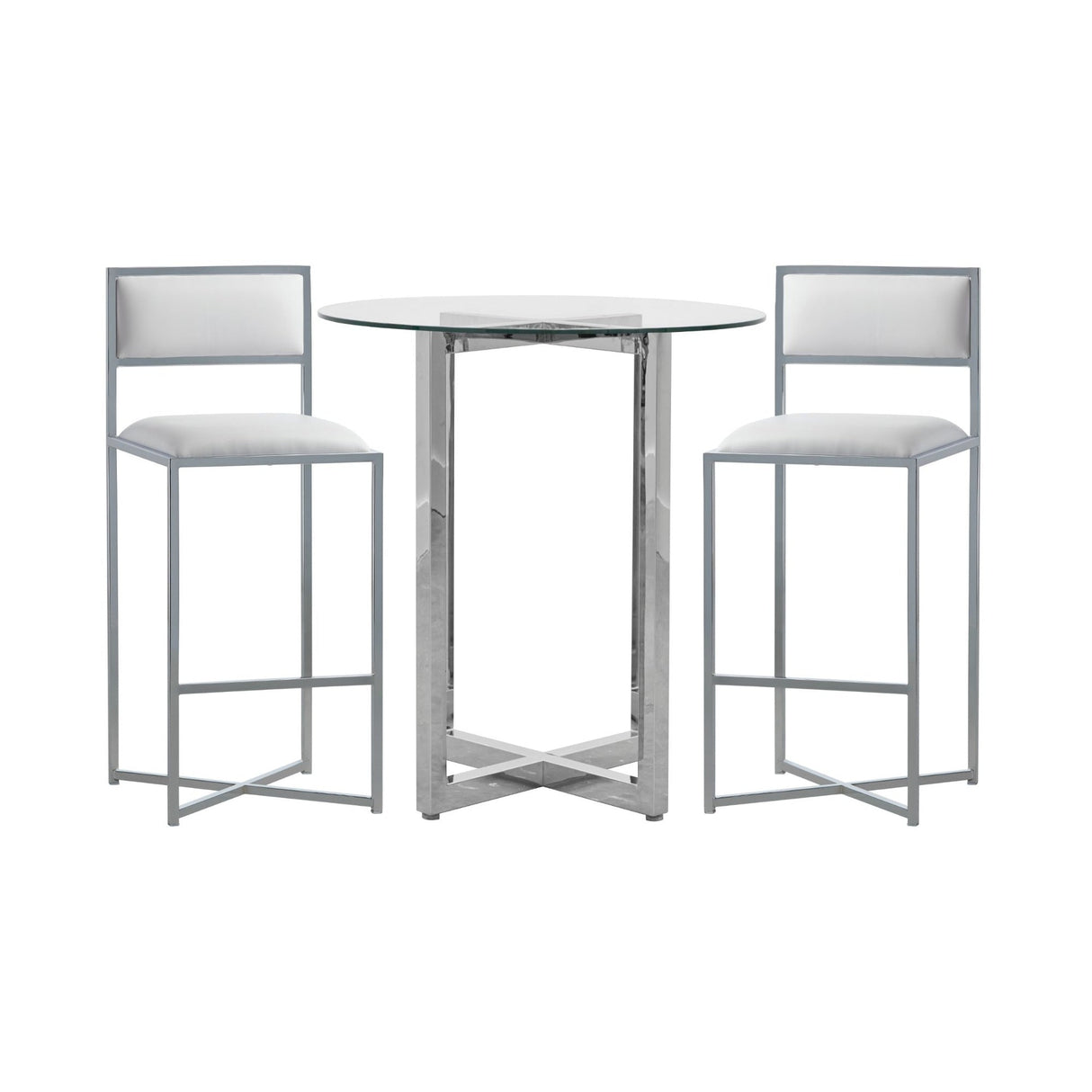 Amalfi X-Base Bar Stool in White Leather (Set of 2) by Modus Furniture at Eve Furniture