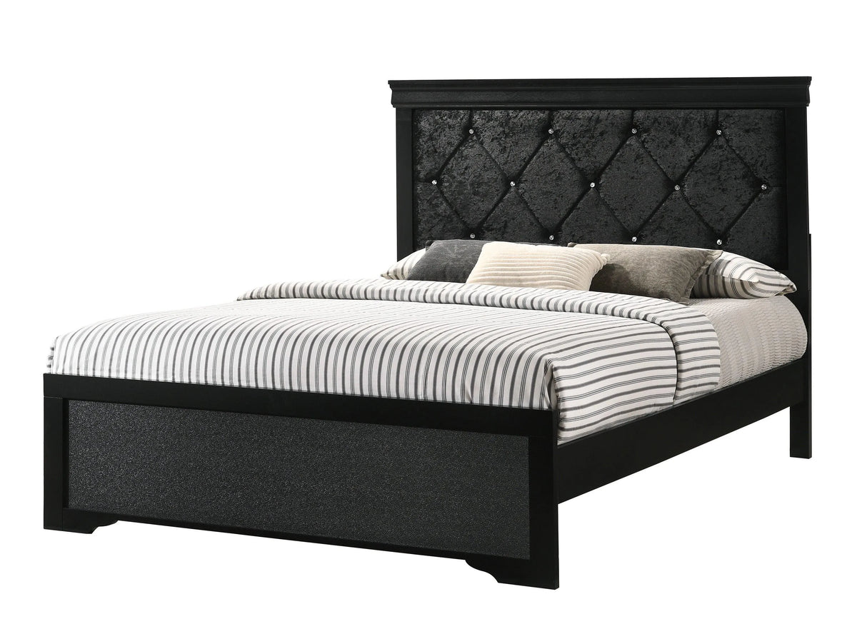 Amalia Black Upholstered Panel Bedroom Set by Crown Mark at Eve Furniture
