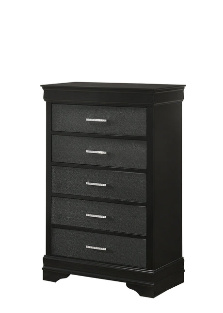 Amalia Black Upholstered Panel Bedroom Set by Crown Mark at Eve Furniture
