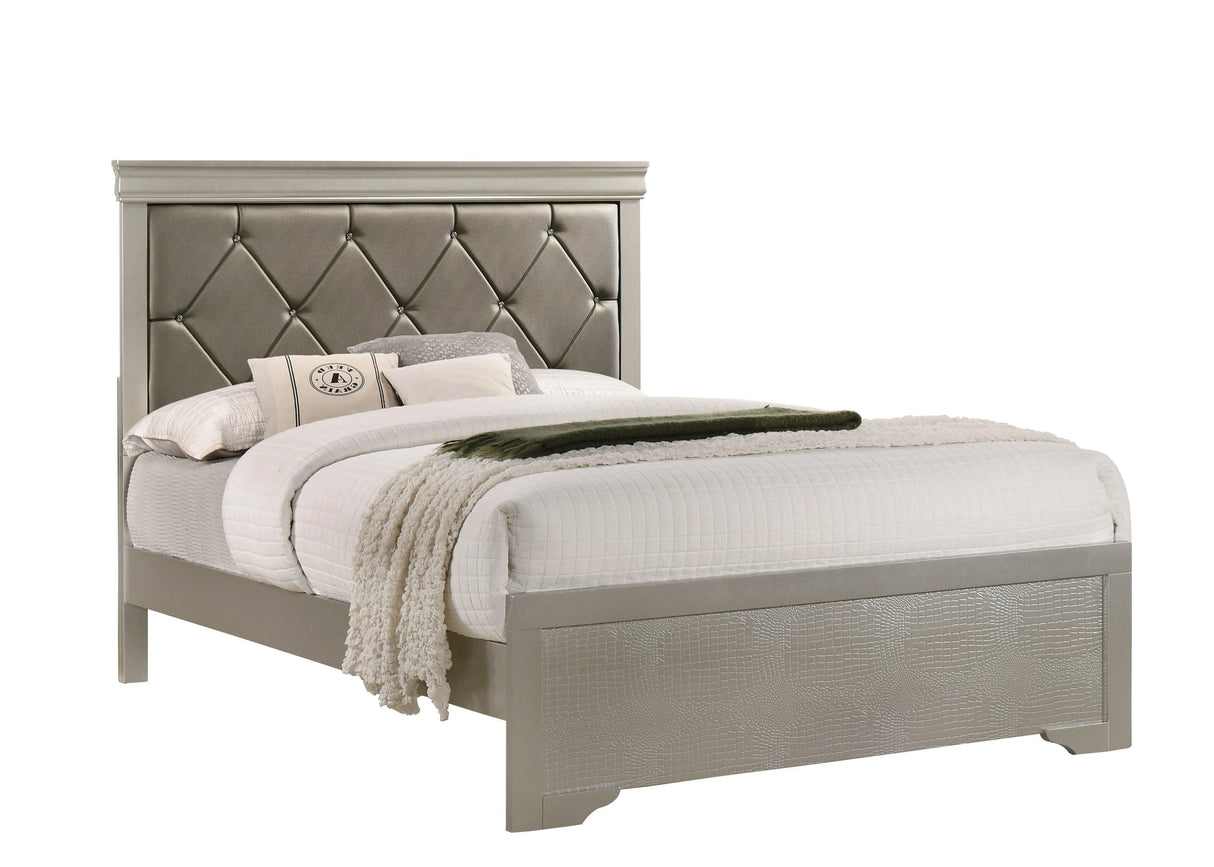 Amalia Champagne Silver Full Panel Bed by Crown Mark at Eve Furniture
