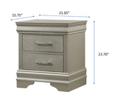 Amalia Champagne Silver Nightstand by Crown Mark at Eve Furniture