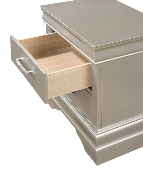 Amalia Champagne Silver Upholstered Panel Bedroom Set by Crown Mark at Eve Furniture