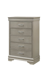 Amalia Champagne Silver Upholstered Panel Bedroom Set by Crown Mark at Eve Furniture