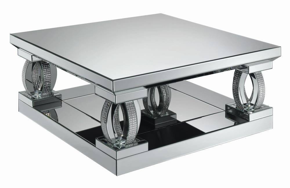 Amalia Clear Mirror Square Coffee Table with Lower Shelf by Coaster at Eve Furniture