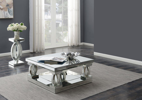 Amalia Silver 2-Piece Mirrored Coffee and End Table Set by Coaster at Eve Furniture