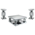 Amalia Silver 3-Piece Mirrored Coffee and End Table Set by Coaster at Eve Furniture