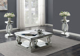 Amalia Silver 3-Piece Mirrored Coffee and End Table Set by Coaster at Eve Furniture