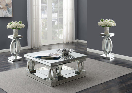 Amalia Silver 3-Piece Mirrored Coffee and End Table Set by Coaster at Eve Furniture
