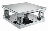 Amalia Clear Mirror Square Coffee Table with Lower Shelf