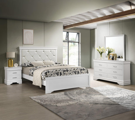 Amalia White Upholstered Panel Bedroom Set by Crown Mark at Eve Furniture