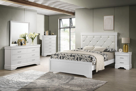 Amalia White Upholstered Panel Bedroom Set by Crown Mark at Eve Furniture