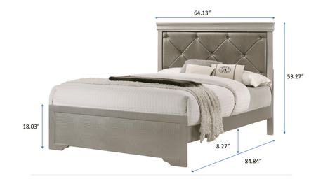 Amalia Champagne Silver Queen Panel Bed by Crown Mark at Eve Furniture