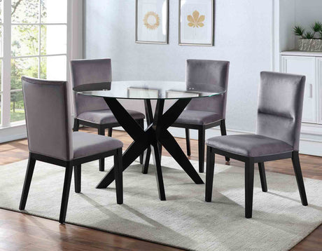 Amalie Black/Gray Round Dining Room Set by Steve Silver at Eve Furniture