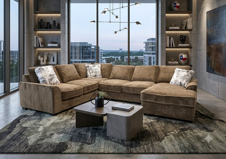 Amara Brown Sectional with RAF Chaise by Happy Homes at Eve Furniture