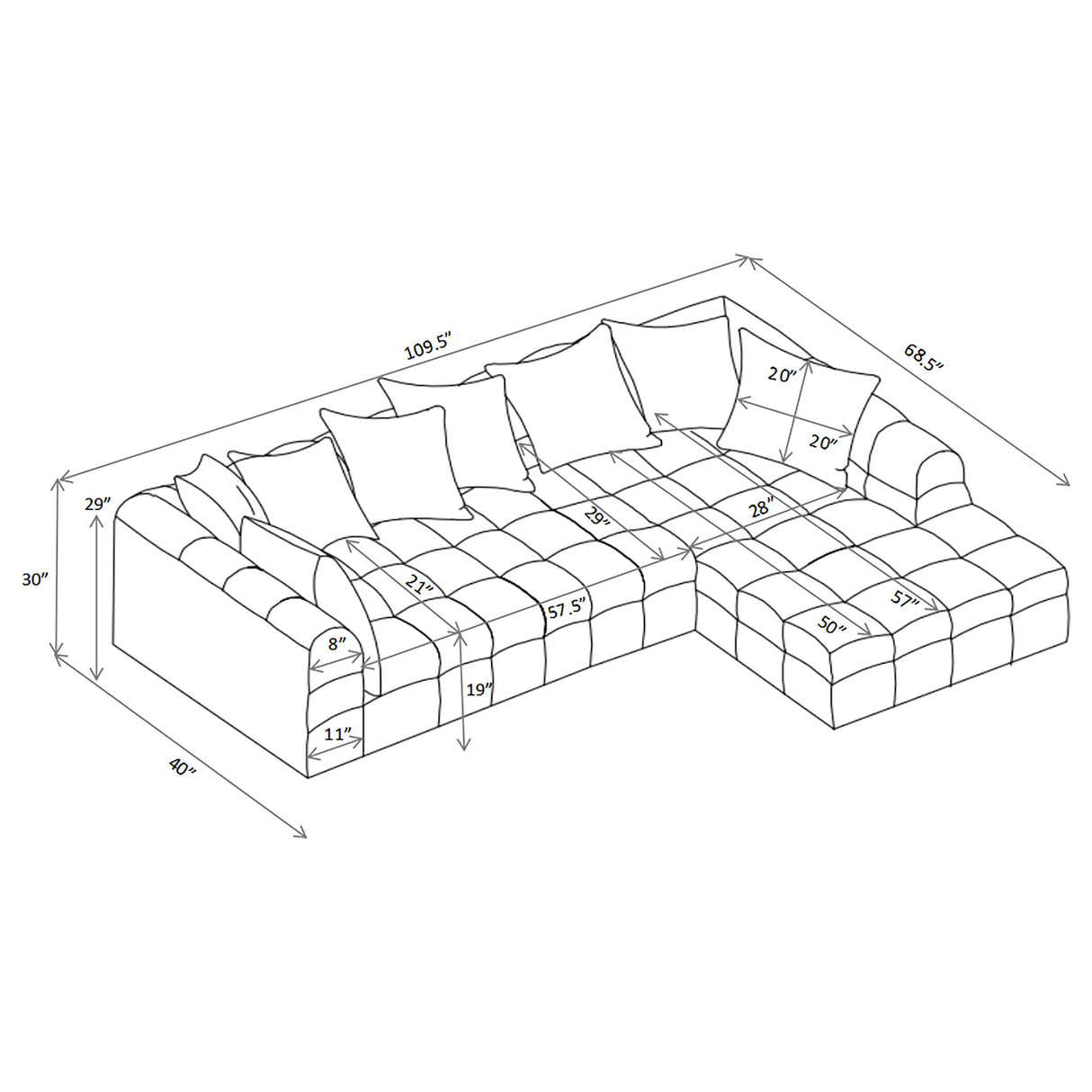 Amara Ivory 2-Piece Upholstered Sectional Sofa by Coaster at Eve Furniture