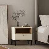 Amara Nightstand in Cream and Natural Oak by Manhattan Comfort at Eve Furniture