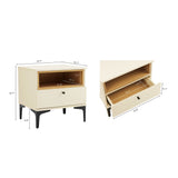 Amara Nightstand in Cream and Natural Oak by Manhattan Comfort at Eve Furniture