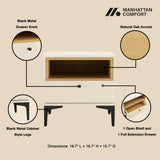 Amara Nightstand in Cream and Natural Oak by Manhattan Comfort at Eve Furniture