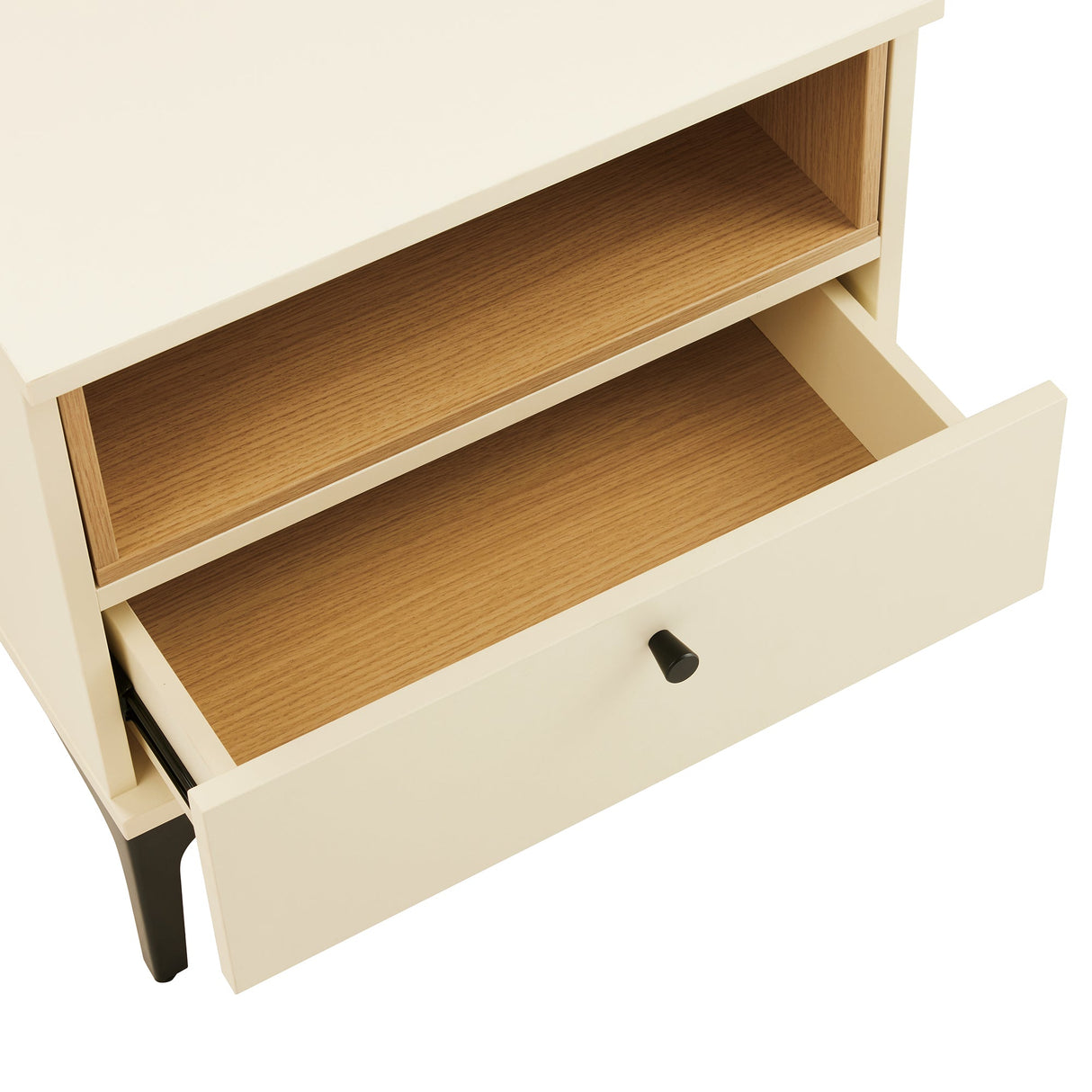Amara Nightstand in Cream and Natural Oak by Manhattan Comfort at Eve Furniture