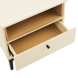 Amara Nightstand in Cream and Natural Oak by Manhattan Comfort at Eve Furniture