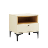 Amara Nightstand in Cream and Natural Oak by Manhattan Comfort at Eve Furniture