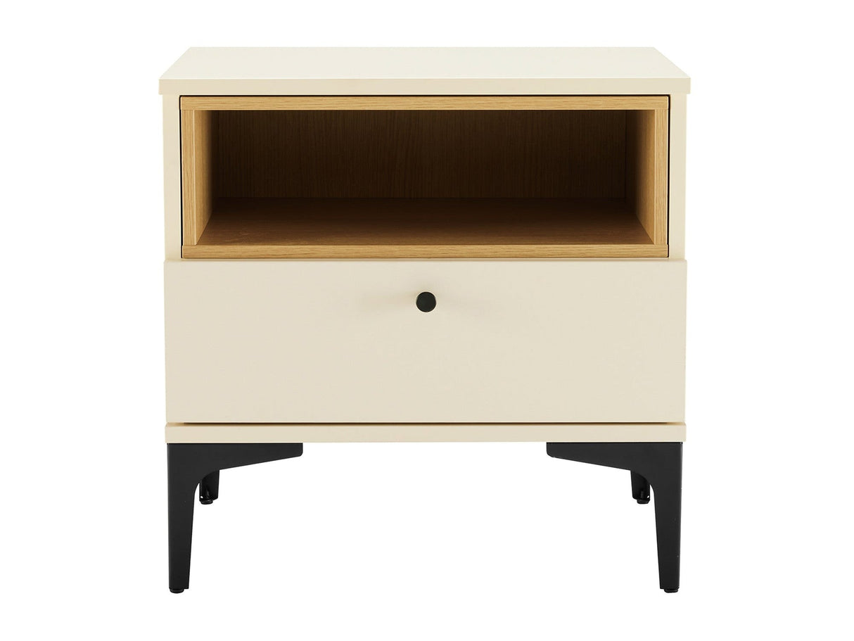 Amara Nightstand in Cream and Natural Oak by Manhattan Comfort at Eve Furniture