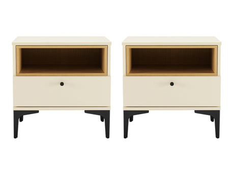 Amara Nightstand in Cream and Natural Oak (set of 2) by Manhattan Comfort at Eve Furniture