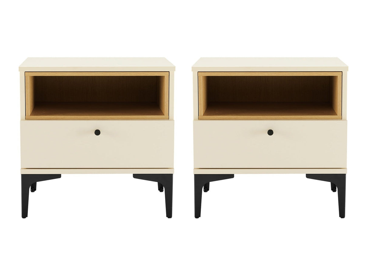 Amara Nightstand in Cream and Natural Oak (set of 2) by Manhattan Comfort at Eve Furniture