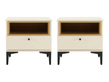 Amara Nightstand in Cream and Natural Oak (set of 2) by Manhattan Comfort at Eve Furniture
