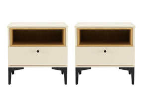 Amara Nightstand in Cream and Natural Oak (set of 2) by Manhattan Comfort at Eve Furniture