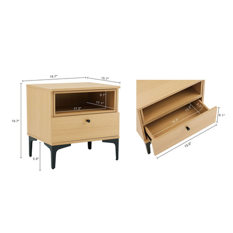 Amara Nightstand in Natural Oak by Manhattan Comfort at Eve Furniture