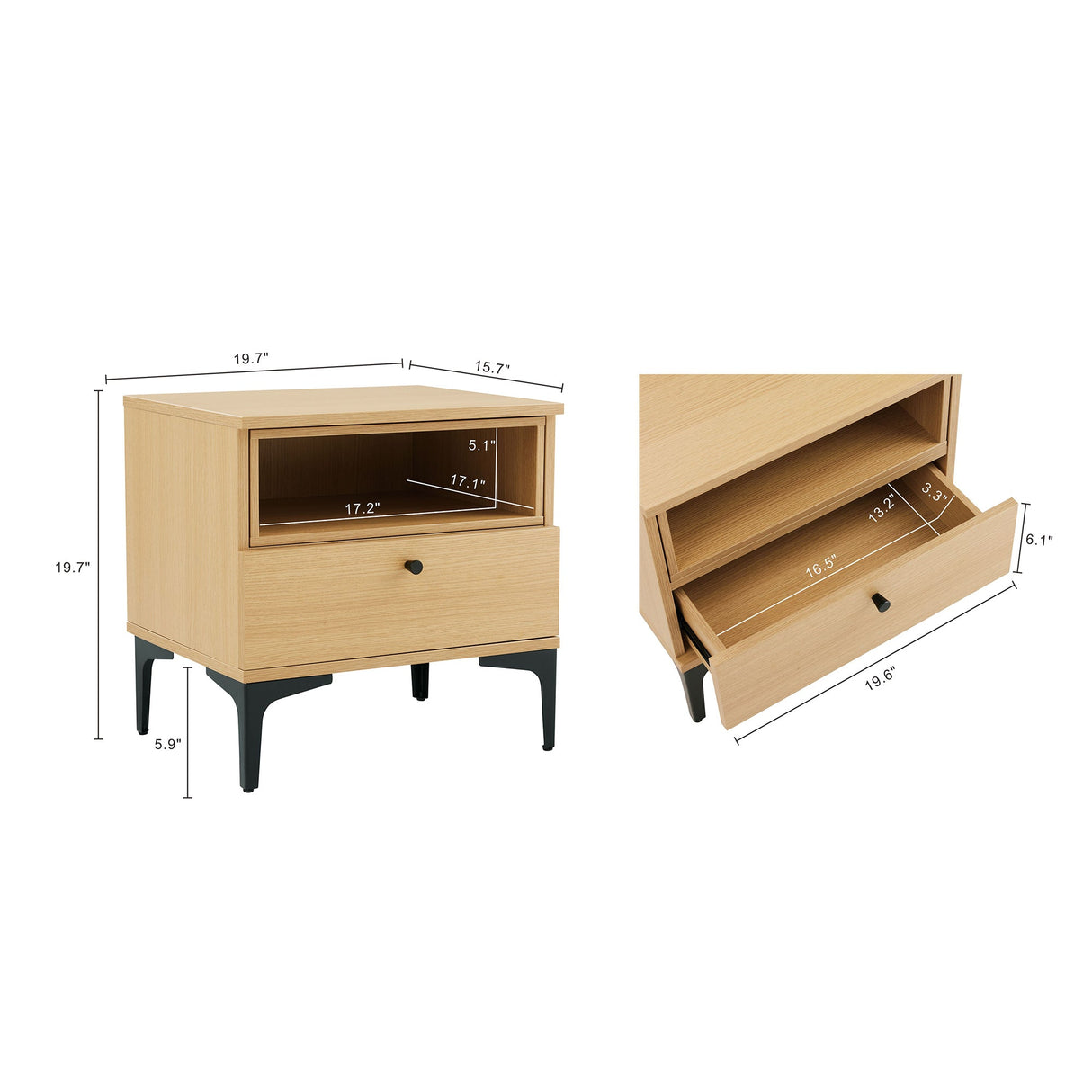 Amara Nightstand in Natural Oak (set of 2) by Manhattan Comfort at Eve Furniture