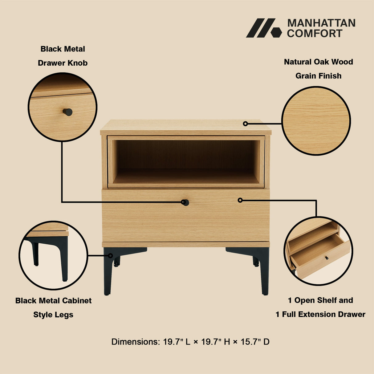 Amara Nightstand in Natural Oak (set of 2) by Manhattan Comfort at Eve Furniture
